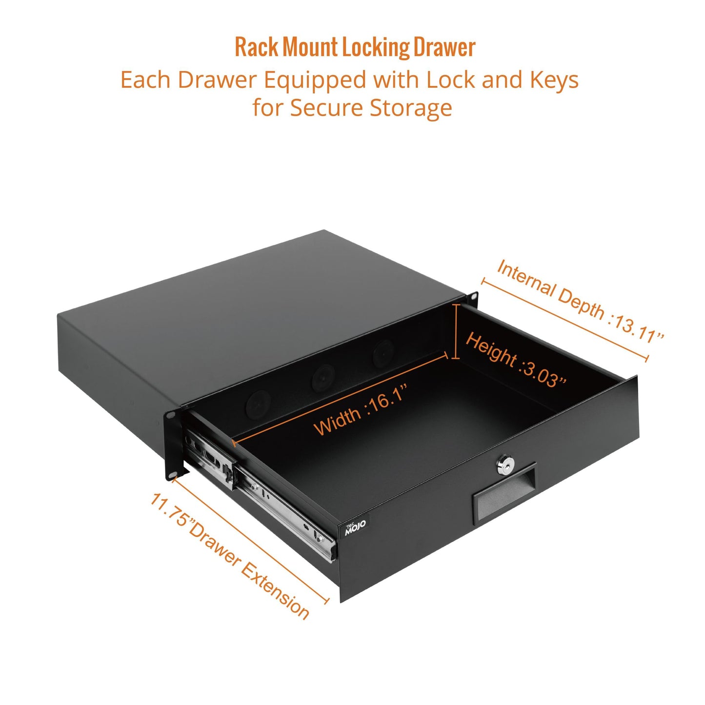 Tecmojo 6U x 19" x 18" Black Alloy Steel Wall Mount Server Rack with Swing Gate & 2U Lockable Drawer, 110lbs Load Capacity