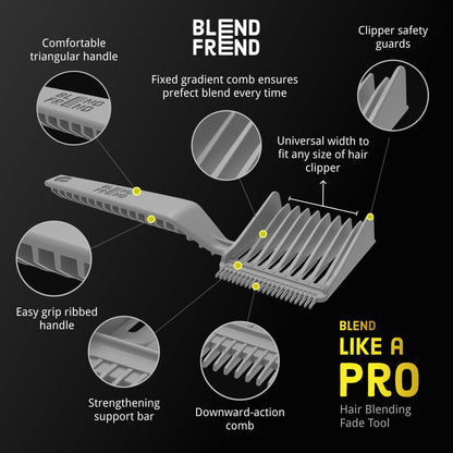 Blend Frend Original Hair Clipper Comb Right Handed – Grade 1 (3mm) | Perfect Blending Comb for Home Users & Novice Barbers | Fits All Clipper Brands | UK-Made