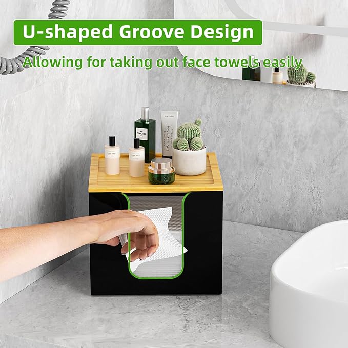 VITVITI Disposable Face Towel Holder Box, Acrylic Facial Towel Container