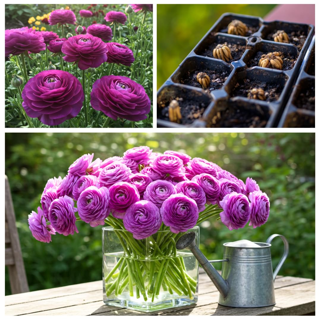 Purple Ranunculus Bulbs for Planting – 20 Large Healthy Corms – Rich Purple, Rose-Like Blooms – Easy to Grow, Long-Lasting Flowers for Gardens, Containers & Cut Arrangements