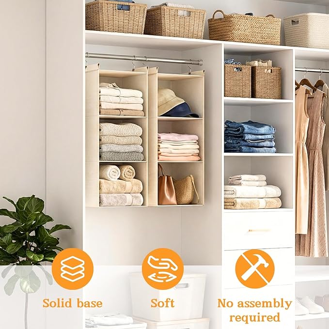 Ofiray-home Hanging Closet Organizer, 3-Tier Breathable Storage Bags
