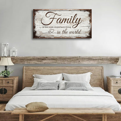 Family is Important Quotes Canvas Wall Art for Living Room|Wall Art|Family Prints Signs Framed|Wall Decor|Retro Picture Painting Artwork for Bedroom,Dining Room,Farmhouse,Home Wall Decoration,Ready to Hang 20"x40"