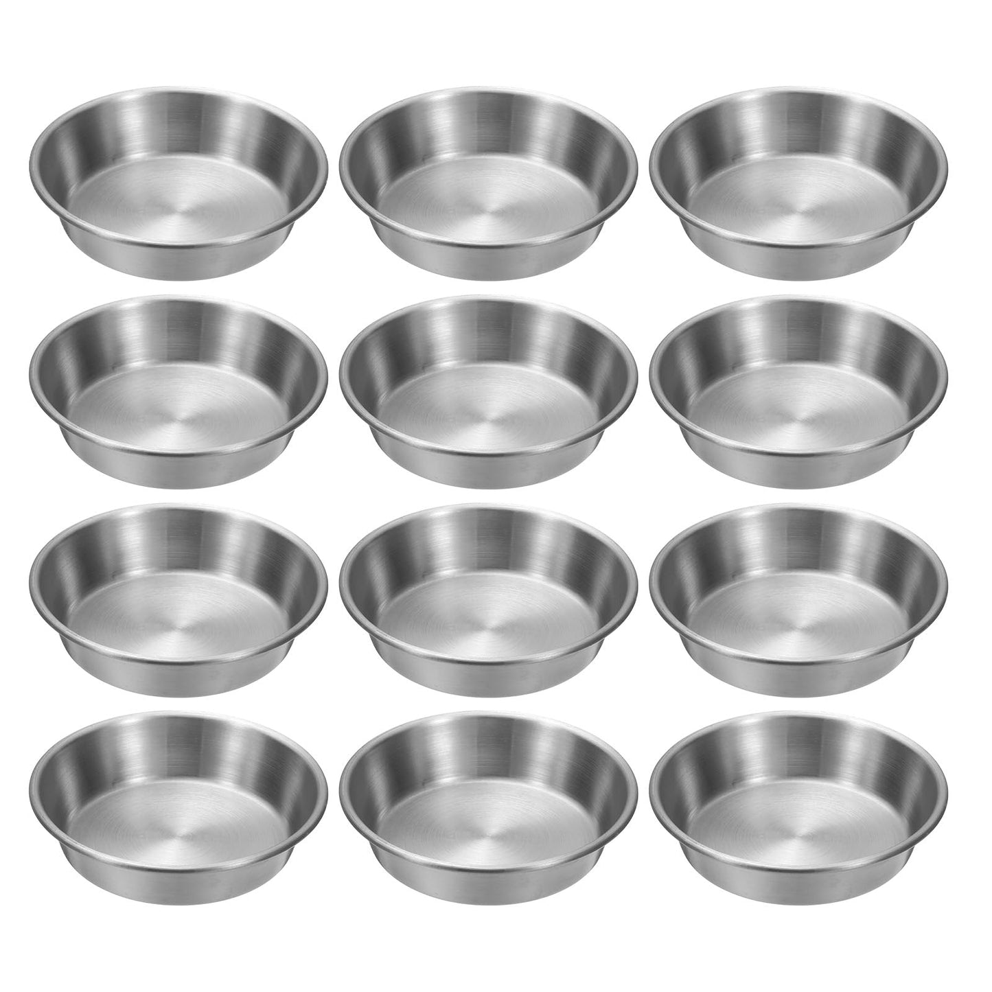 uxcell 4 Inch Stainless Steel Sauce Dishes, 12 Pcs Mini Individual Round Seasoning Dishes Condiment Tray Sushi Dipping Bowl Mixing Saucers Appetizer Plates for Prep Side Dish, Silver