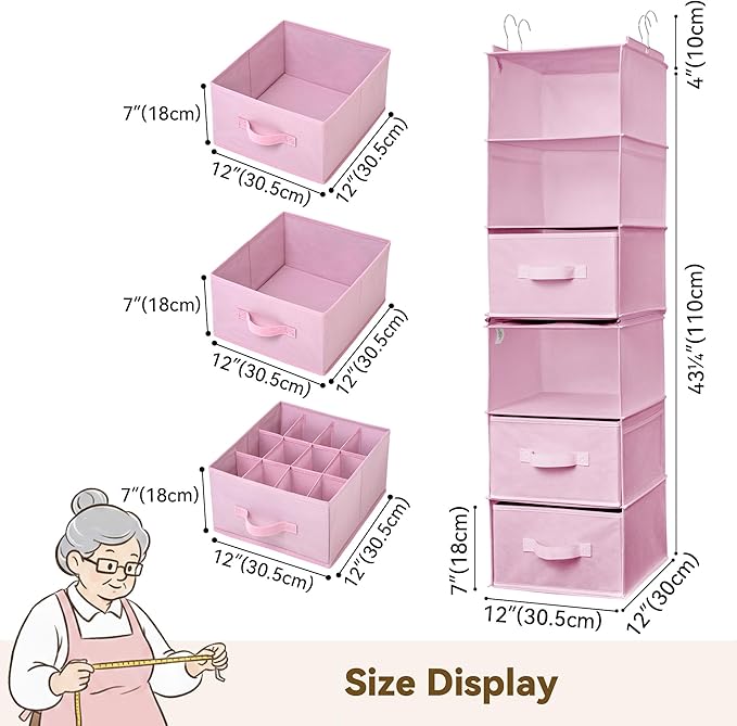 GRANNY SAYS Hanging Closet Organizer 6-Shelf, Separable to 2 Pack 3-Shelf