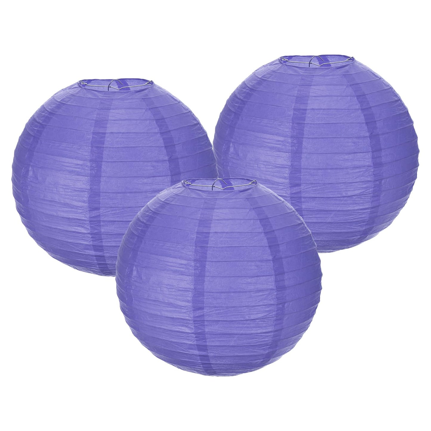 MECCANIXITY 3PCS Paper Lanterns Decorative, 12 Inch Deep Purple Round Hanging Ball Lantern Chinese Lanterns for Home Decor, Birthday, Wedding,Christmas Party