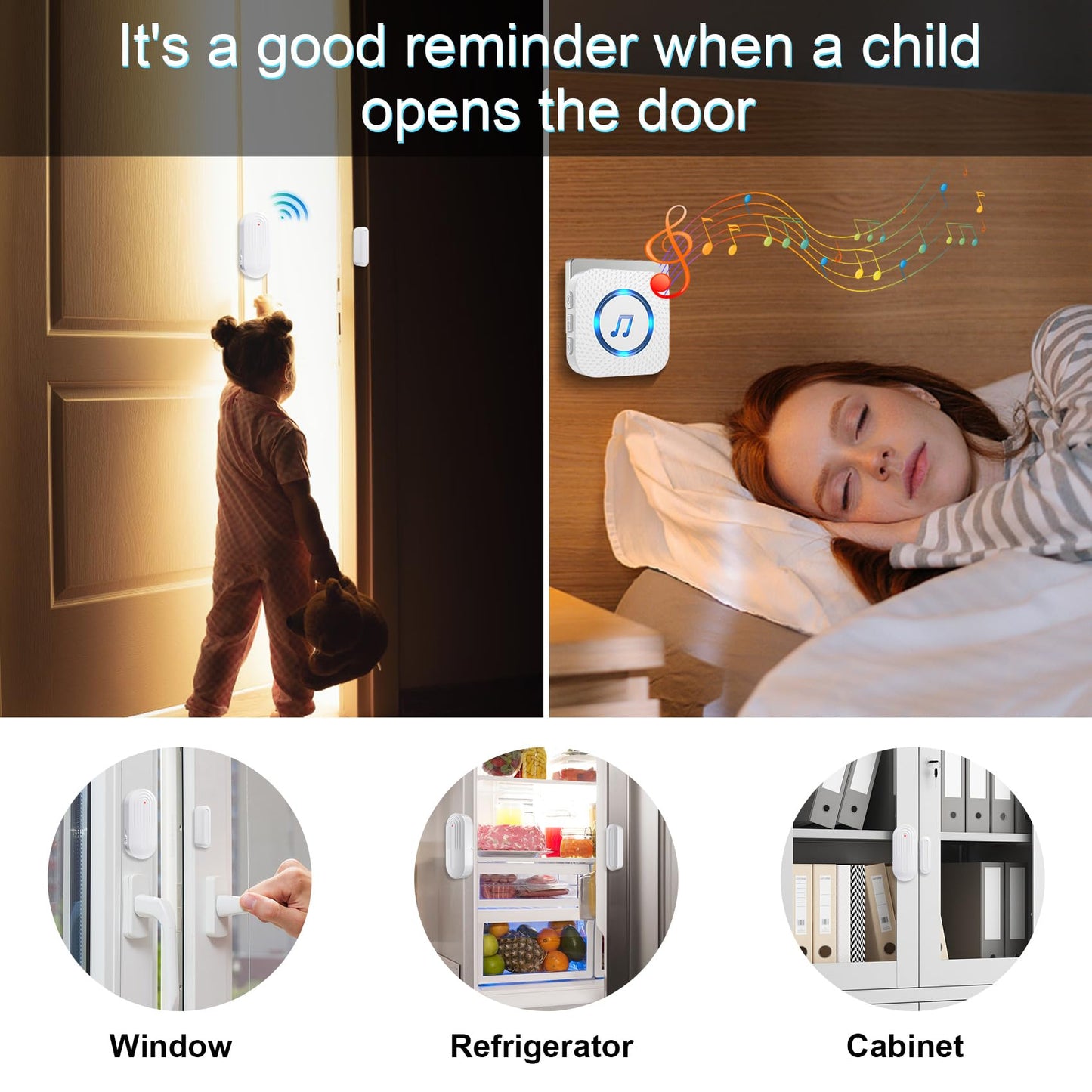 SanJie Wireless Door Chime Sensor, When Door Opens, Entry Alarm for Business/Home/Kids, 5 Adjustable Volume Ringer Alert 2 Sensors + 1 Receivers, 500 FT Range,26 Chimes