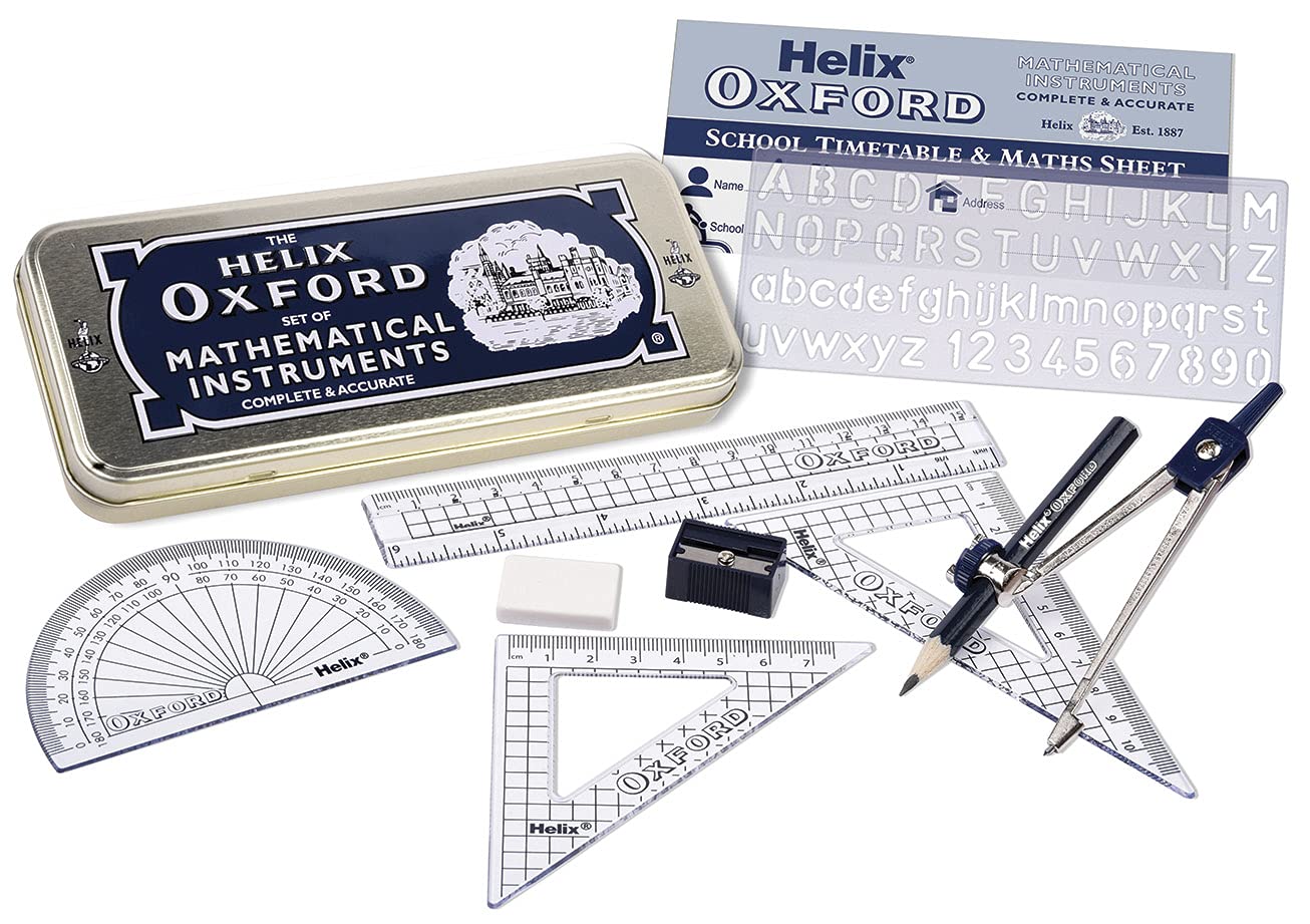 Helix Oxford Complete Back to School Stationery Set - Comprehensive Helix Oxford school supplies set including Maths Set, Pens, Ruler, Scientific Calculator & More - Ideal for High School or College