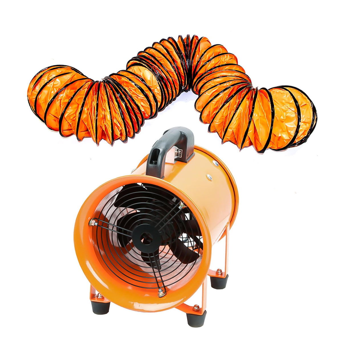 12-Inch High-Velocity Portable Utility Blower Fan, Industrial Exhaust Fan with 33ft Flexible Duct Hose, 3150 RPM Low-Noise Ventilator for Basements, Workshops, Warehouses, and Confined Spaces