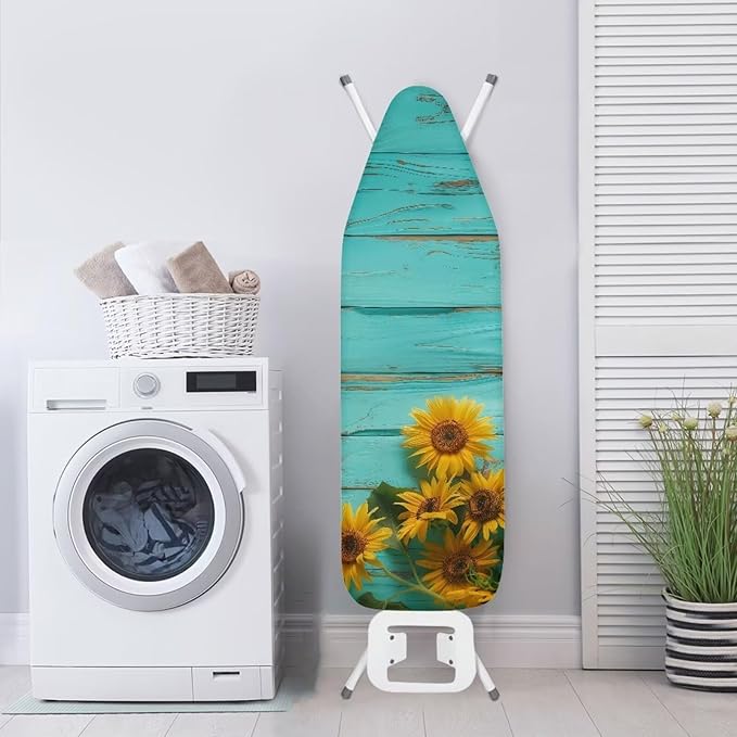 Wooden Sunflower Ironing Board Cover and Pad, Resist Scorching and Staining