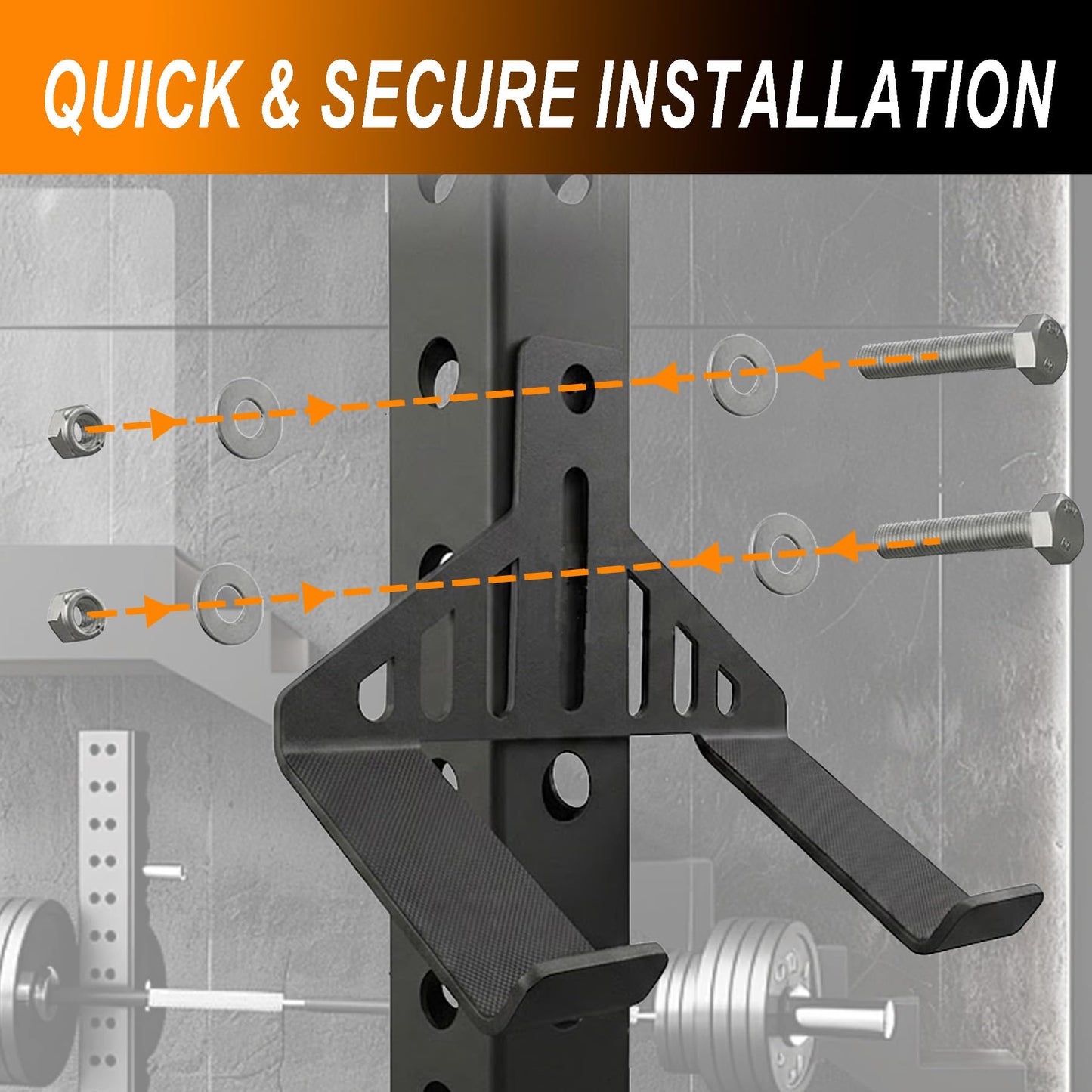 Lights Mountain Universal Dual Kettlebell Attachment with Carabiner Hooks, 5mm Steel Space-Saving Storage for Squat Rack, Silicone Padded Weight Holder for Resistance Bands & Kettlebells