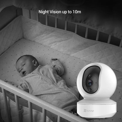 EZVIZ Indoor Camera No Monthly Fee, 256GB Supports, Baby Monitor Camera, Pet Camera. Motion Detection, Auto Tracking, Night Vision, Alarm, Two Way Audio, 2.4G Wifi, Alexa Google IFTTT Control(TY1 2MP)