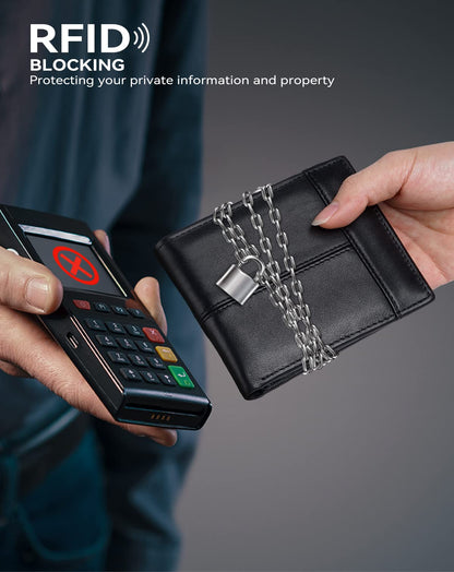 Swallowmall Mens Wallet Rfid Blocking Leather Wallet for Men Bifold Wallets with 1 ID Window 16 Card Slot