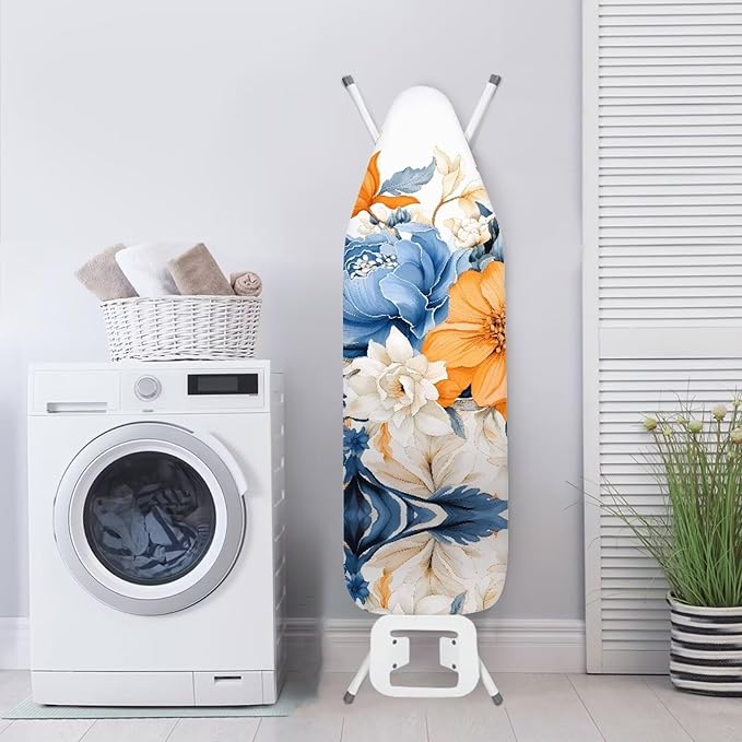 Floral Print Ironing Board Cover and Pad 15x54 Inch Standard Ironing Board Cover