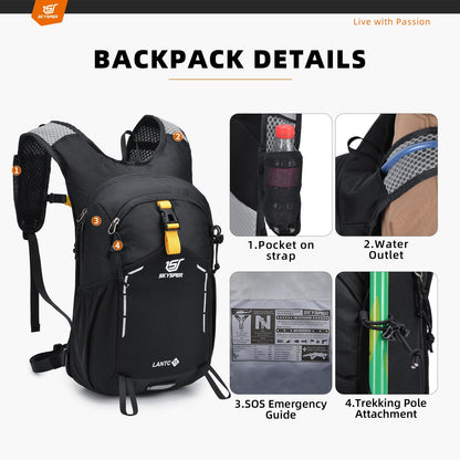 SKYSPER Small Hiking Backpack - 15L Travel Backpack Lightweight Bag Water Resistant Walking Backpack for Women Men