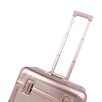 Perle Path All Aluminum Rolling Camera Case, Pilot case, Camera roller bag, Carry on, Hard Shell Photography Equipment suitcase with 4 Wheels and Telescopic Handle (Rose Gold(with camera bag inside))