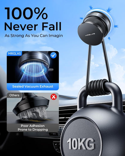 MRGLAS Upgraded 360° Adjustable Vacuum Magnetic Phone Holder Stand[Strongest Suction & Ultra Magnetic] Car Phone Mount for MagSafe Suction Cup, Compatible with Car/Gym/Mirror/Smooth Surface