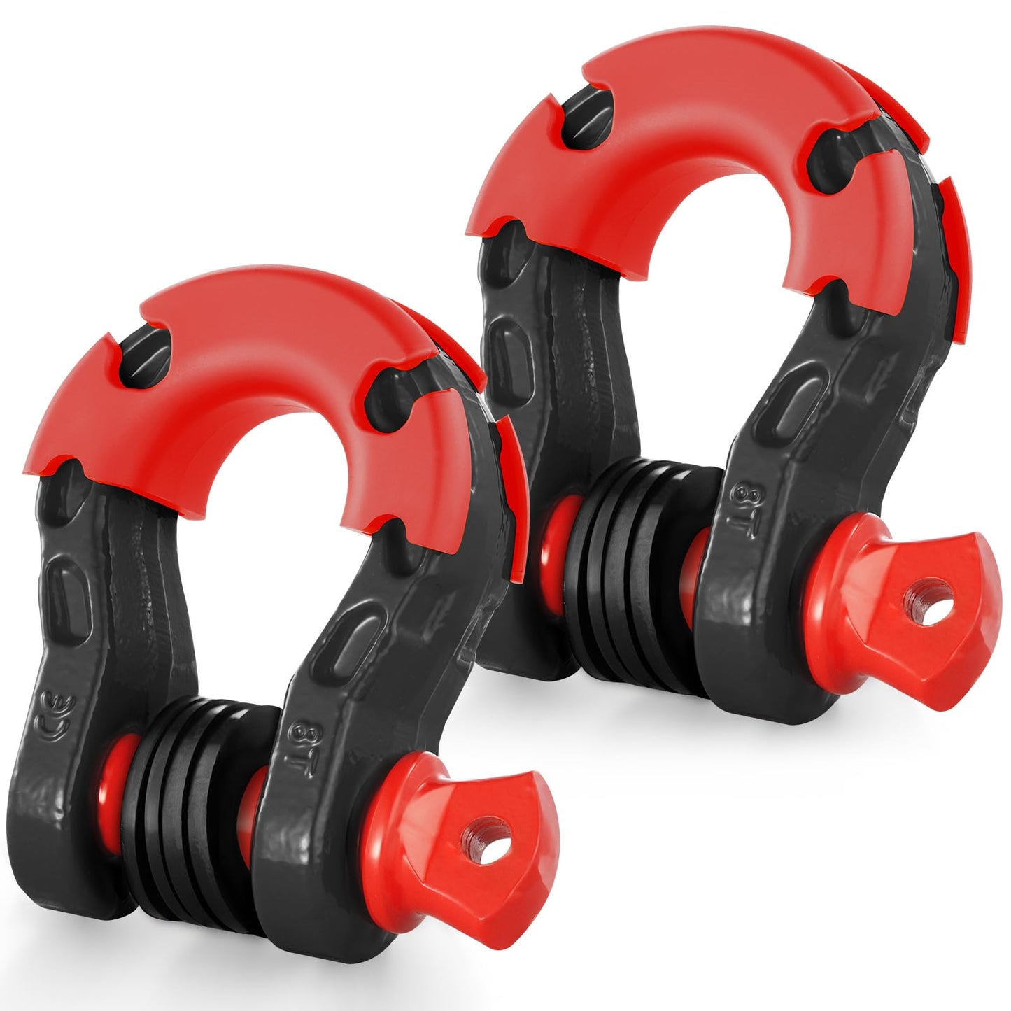VEVOR 3/4" D Ring Shackle, Black Shackles for Truck with 7/8” Screw Pin 66139 lbs (30 Ton) Break Strength Red Isolator Washers Kit, Winch Towing Shackle for Truck Jeep Heavy Duty Off Road Recovery