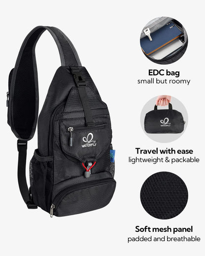 Waterfly Packable Small Crossbody Sling Backpack Foldable Shoulder Chest Bag Daypack for Hiking Traveling Men Women