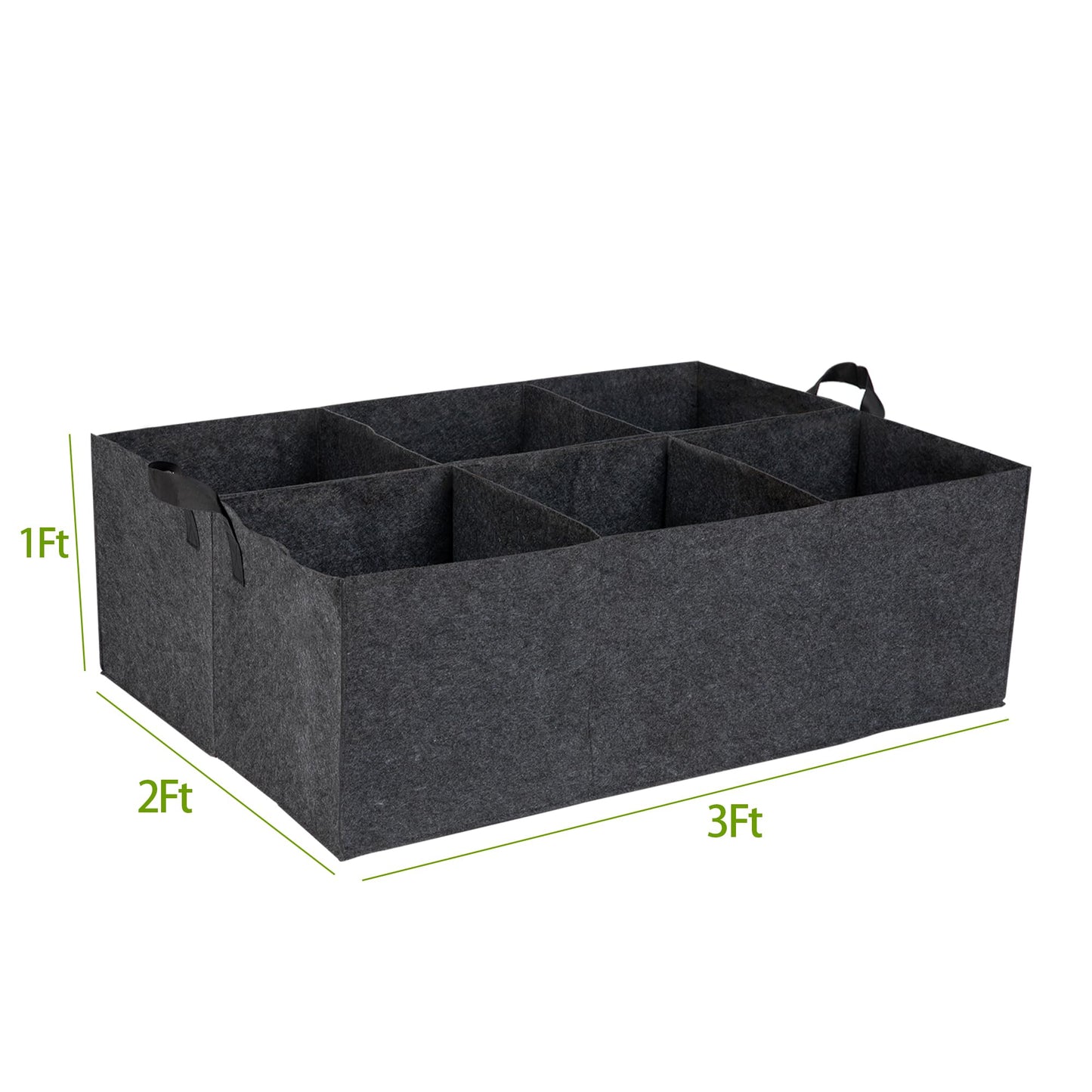 FVOTNW 1-Pack 6 Grids Fabric Grow Bags, 3x2x1ft Thickened 400G Nonwoven Fabric Raised Garden Beds with Handles - Indoor Outdoor Planters for Vegetables, Herbs, Flowers