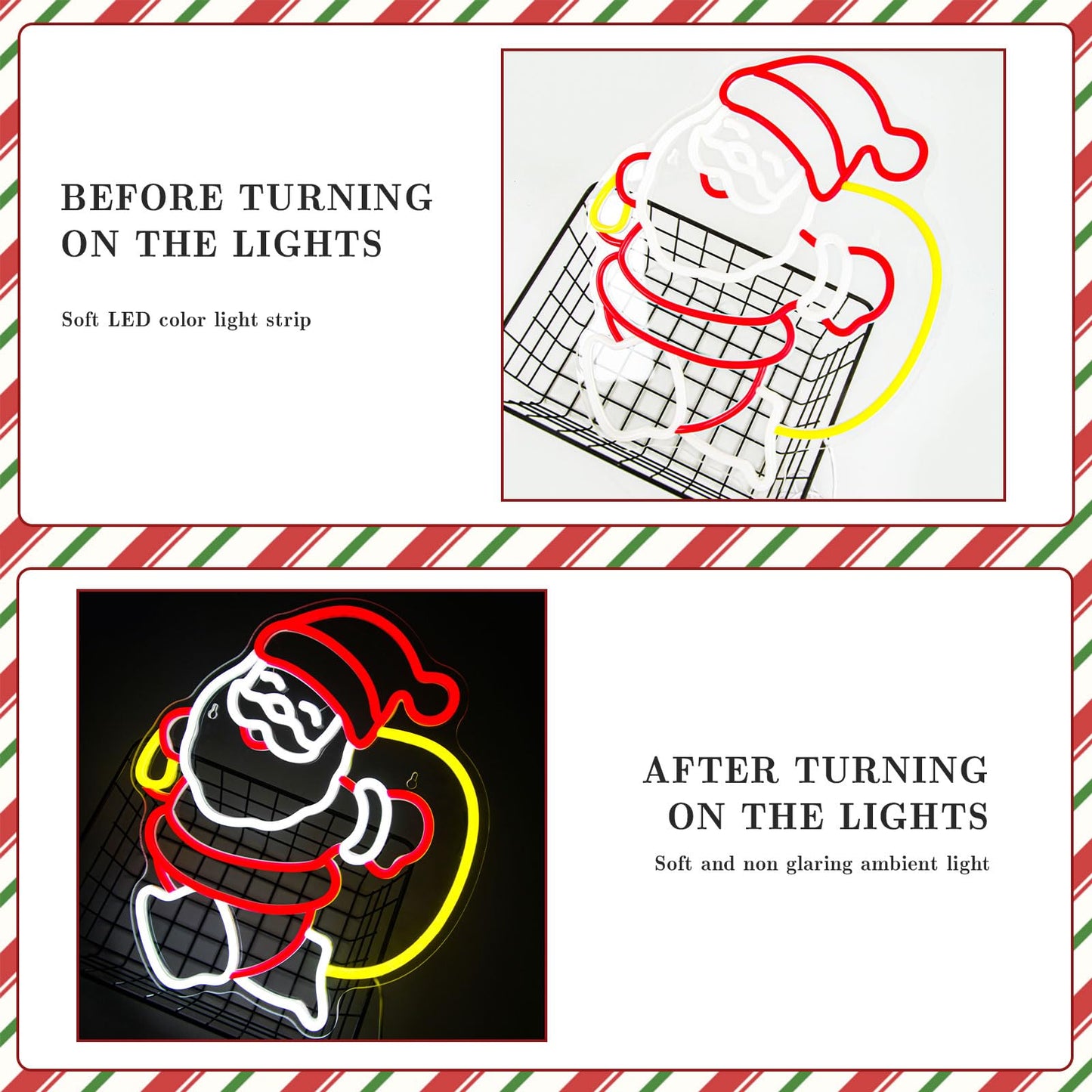Mvorixa Santa Claus Neon Sign Christmas LED Wall Light for Holiday Decor, USB Powered Red White Yellow Santa Neon Lights for Home Bedroom Kids Room Party Christmas Gift Decorations
