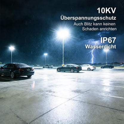 HOPEDAMAI 100W 3Pack LED Flood Light Outdoor, 42000LM Ultra-Bright LED Parking Lot Light, 6500K Daylight IP67 Waterproof Street Light, Flicker-Free Commercial Area Light for Stadium, Court, Barn