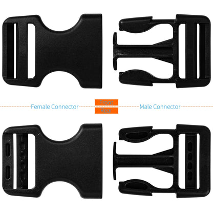 LASIGHT Buckles for 1 inch Wide Webbing Straps: Quick Side Release Buckle 10 set and Tri-Glide Slide 20 pcs Fit 1" Nylon Web Belt, Plastic Snap Fastener Clip Heavy Duty Replacement Dual Adjustable