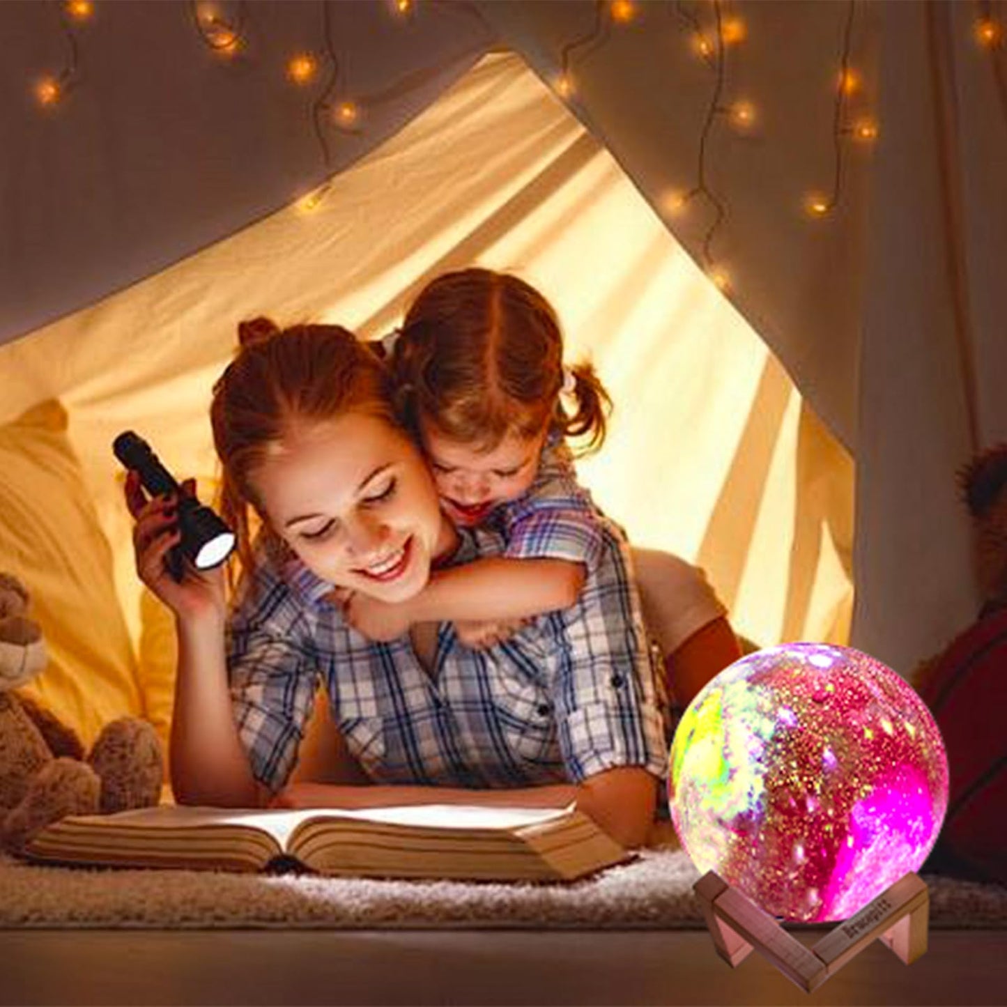 Brucepitt Moon Lamp Galaxy Lamp Upgraded Timing 4.7 Inch 16 Colors 3D Moonlight Galaxy Light,Moon Night Light for Adults,Kids Lamp Moon Gifts for Women Girls Boys Bedroom