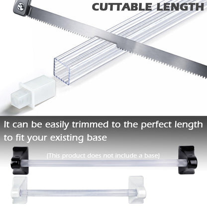 24 Inch Clear Acrylic Towel Bar Replacement Rod for Black Ceramic Holder, Square Spring Loaded Adjustable Insert, Transparent Plastic Bathroom Shower Towel Rack Pole, Cut to Fit, Easy Install