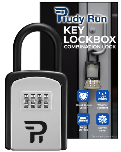 Rudy Run Key Lock Box for Outside – Small Outdoor Lockbox for Keys with Code, 4-Digit Combination Hidden Safe to Hide a Key Outside, Portable Safe Key Storage, 5.78 in, 1 Pack
