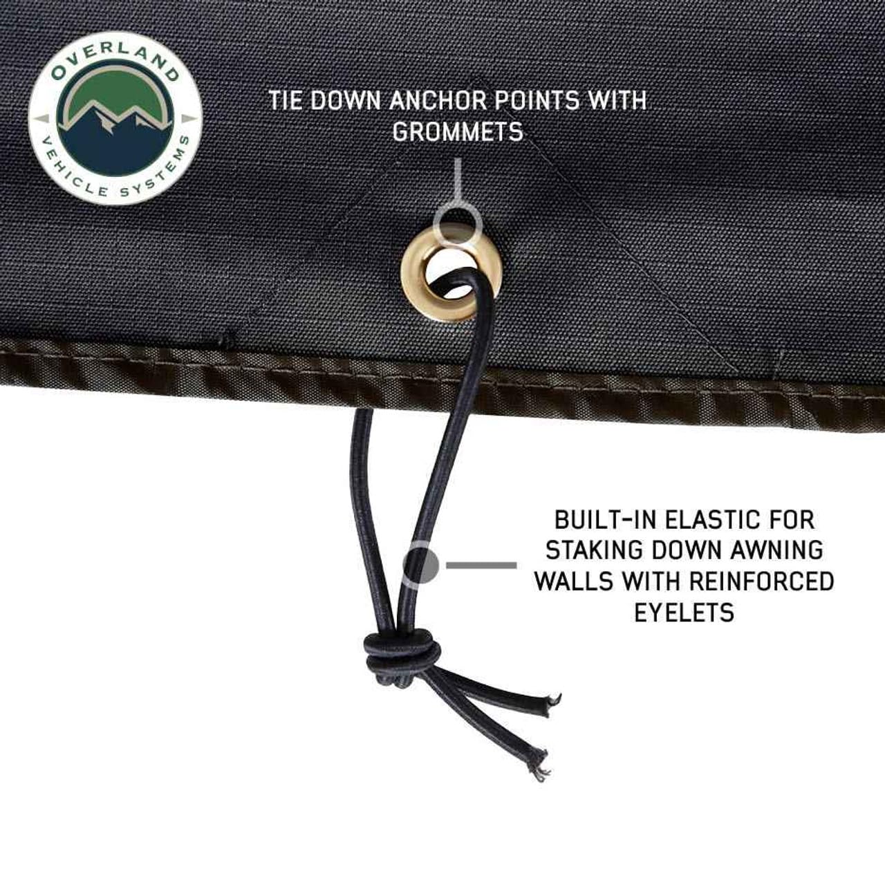 Overland Vehicle Systems XD Nomadic 180 Awning Wall with Windows - 320G Poly Cotton Rip Stop Black Out Matierial - Zipper Attachment Method