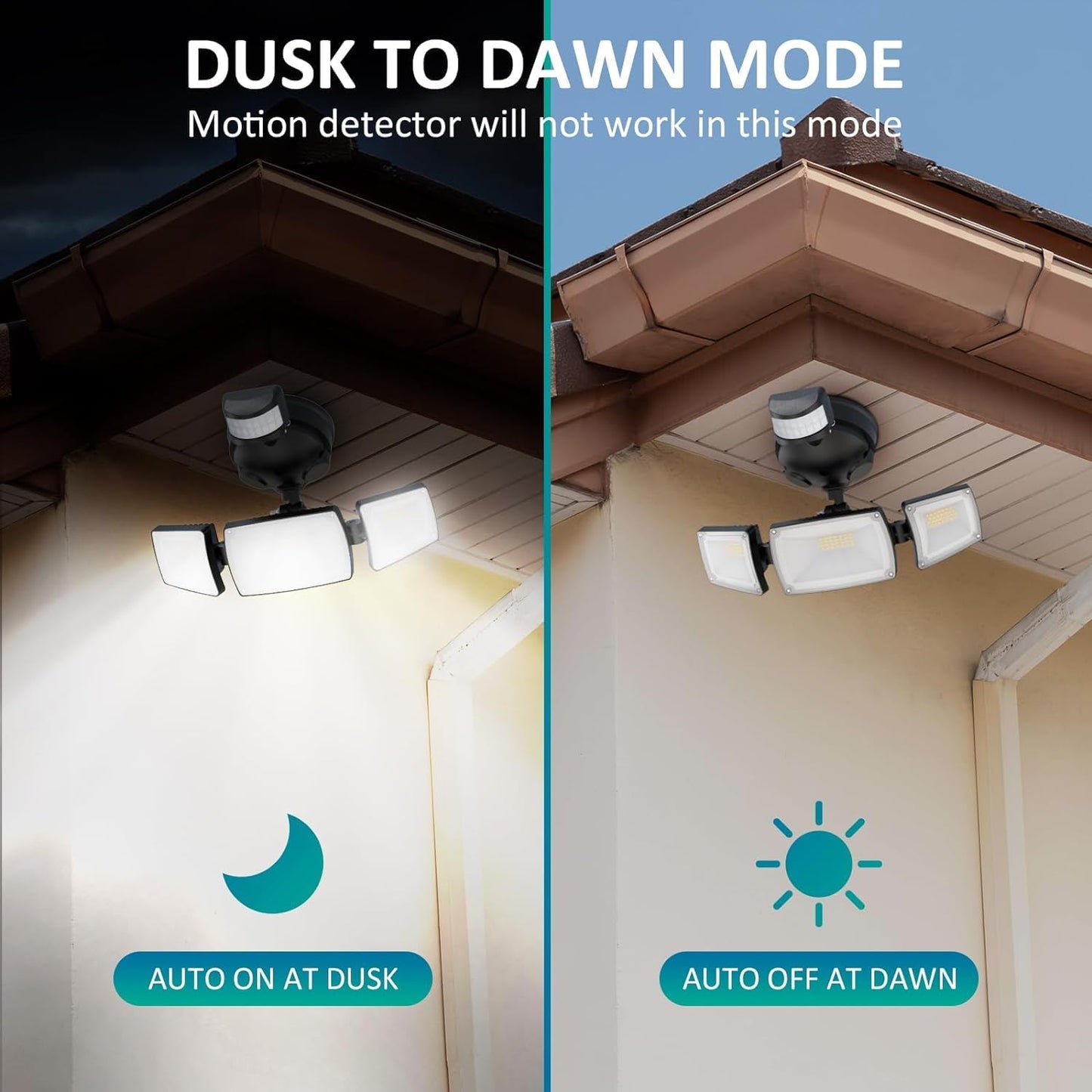 TONGLIN Security Light Outdoor, 4200LM 75LED Wiring Motion Sensor Lights, 42W 3-Head Angel Adjustable Flood Light with Remote Control, IP66 Waterproof Garden Light for Porch Patio Driveway Pathway