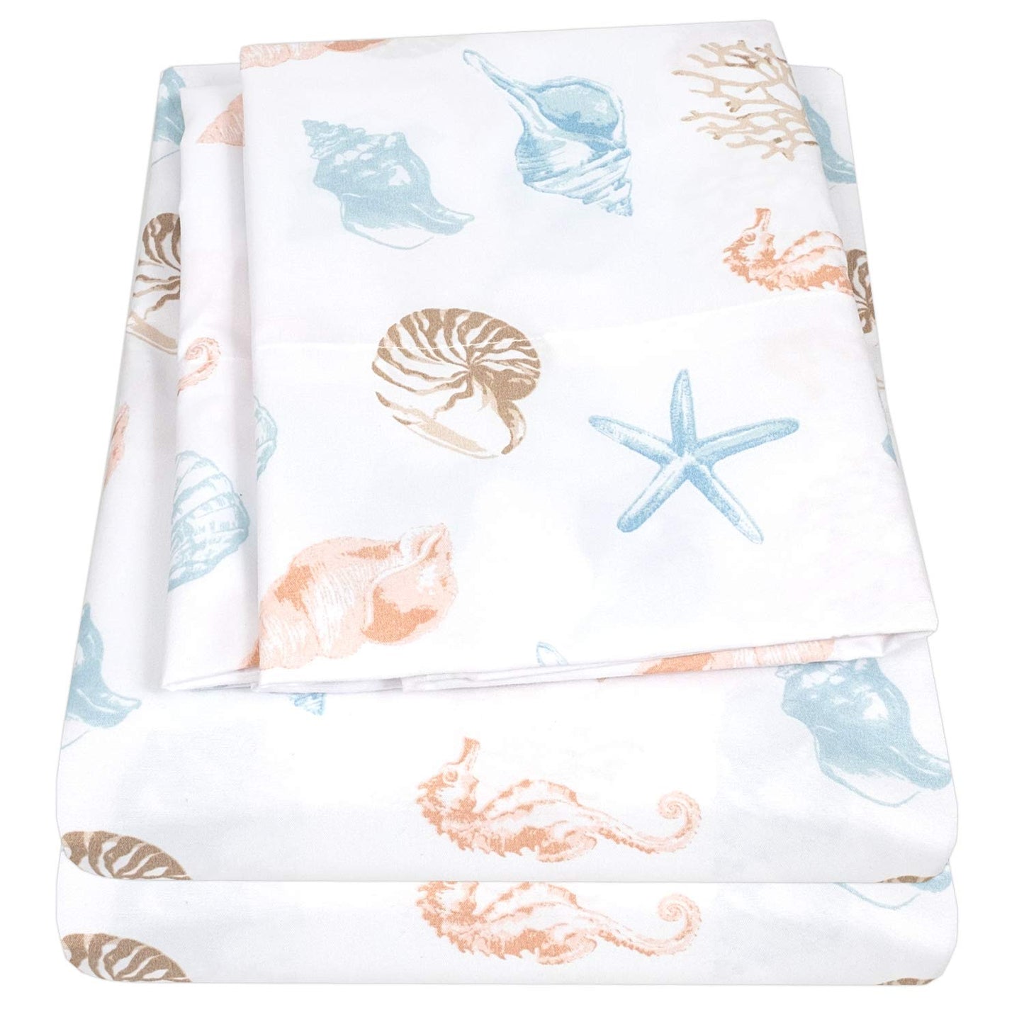 1500 Supreme Kids Bed Sheet Collection - Fun Colorful and Comfortable Boys and Girls Toddler Sheet Sets - Deep Pocket Wrinkle Free Soft and Cozy Bedding - Twin XL, Seashells