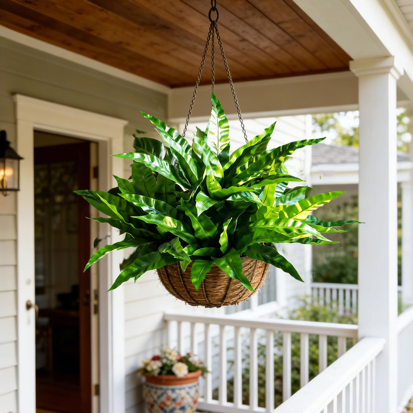 Cherica 4Pcs Fake Ferns,Faux Outdoor Plants UV Resistant,3D Real Touch Fake Plants Total 60 Blades,Weatherproof Artificial Plants Outdoor Indoor for Garden Porch Home Office Living Room Decor
