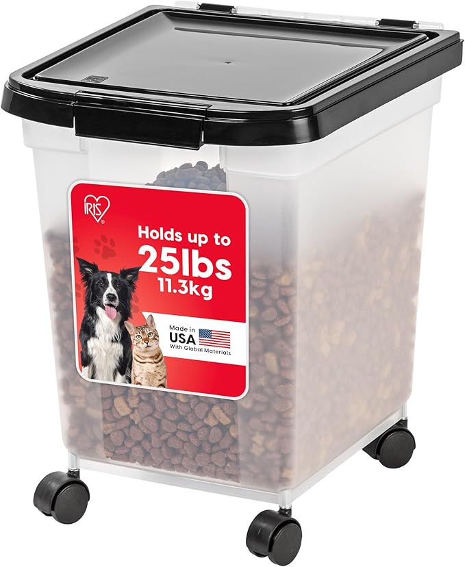 IRIS USA Airtight Dog Food Storage Container, WeatherPro, Removable Wheels