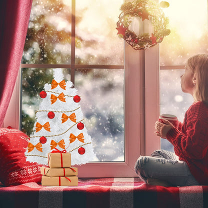 CCINEE 2Ft Artificial Christmas Tree, White Mini Tabletop Xmas Tree with Plastic Stand 80 Branches Tips for Christmas Party Supplies Home Indoor Decoration