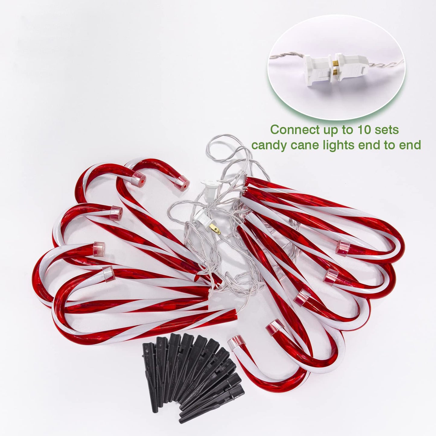 Candy Cane Christmas Lights Outdoor, 10 inch Lighted Candy Cane Yard Lights with Set of 10 Candy Canes Outdoor Walkway Christmas Lights Pathway Lawn Yard Decorations