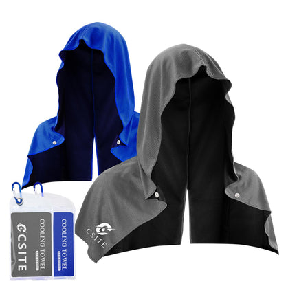 CSITE 2 Pack Cooling Hoodie Towels, Instant Cooling Towels for Neck and Face, UPF 50 Sun Protection, Ice Towel for Hot Weather, Head Towel for Sports, Camping, Cycling & More Activities