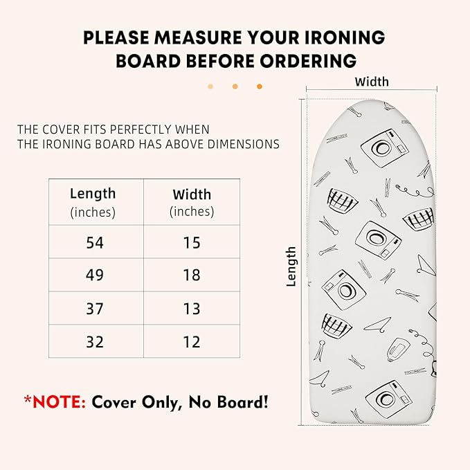 Seiritex Over The Door Ironing Board Cover 13 x 37 inch, Small Iron Board Cover