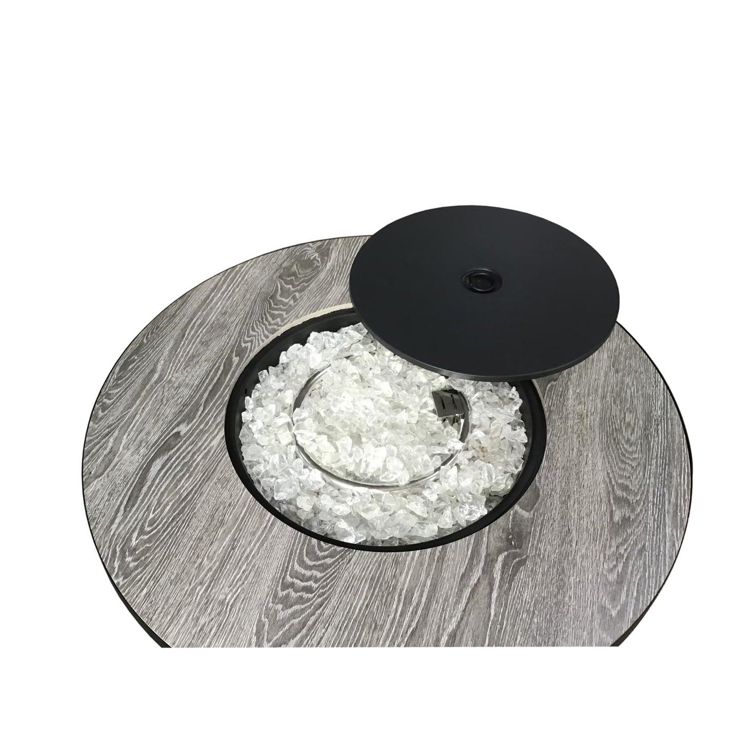 Hiland AFP-FWT Faux Wood Top 40,000 BTU Round Propane Fire Pit, Gray