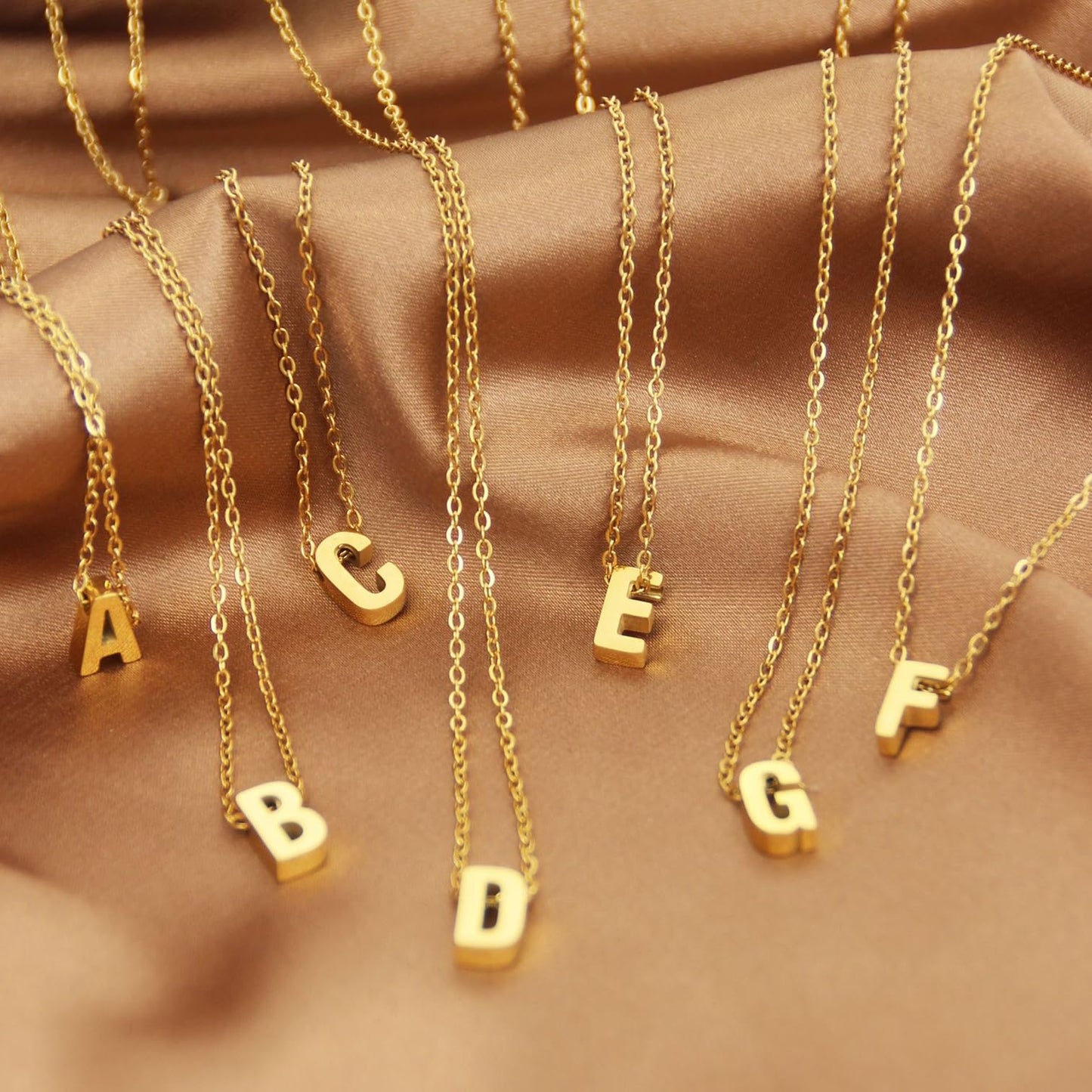 Scaleer Small Initial Necklace 18K Gold Plated Stainless Steel Tiny Letter S Necklace Personalized Monogram Name Necklace for Women