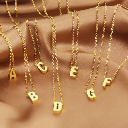 Scaleer Small Initial Necklace 18K Gold Plated Stainless Steel Tiny Letter S Necklace Personalized Monogram Name Necklace for Women