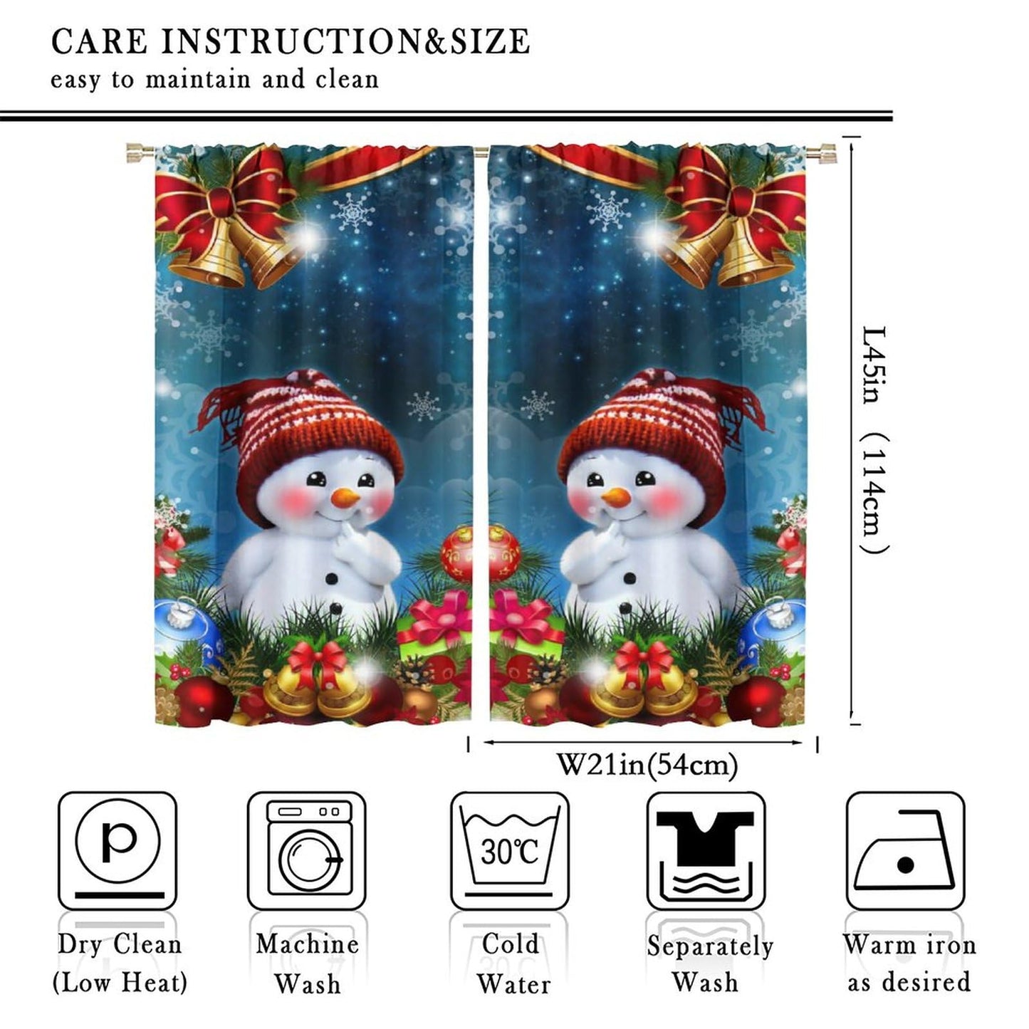 ICMOLYYENLO Christmas Curtains Red Balloon Bells Winter Kitchen Bedroom Living Room New Year Decoration Curtains 42x45 Inch 2 Set