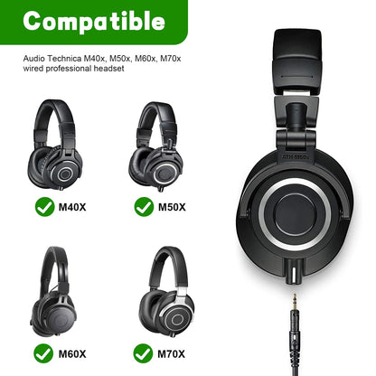 Hizsoaor ATH-M50x Replacement Cable, Audio Cable Compatible with Audio Technica ATH-M50x、ATH-M40x、ATH-M70x、ATH-M60x Coiled AUX Headphone Extension Cable with 6.35mm(1/4") Adapter(4ft extends to 10ft)