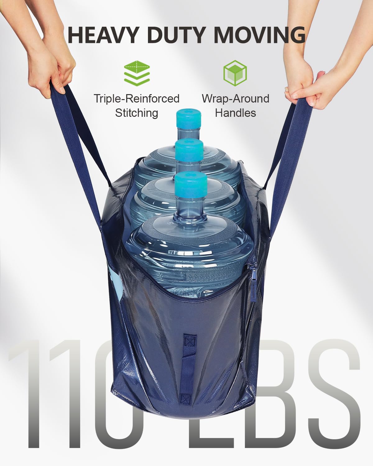 DAYSEON Heavy Duty Moving Bags Extra Large, Premium Storage Bags with Durable Zippers, Reinforced Handles, Moving Supplies for Clothes, Bedding, College Dorm Essentials, 8 Pack Blue