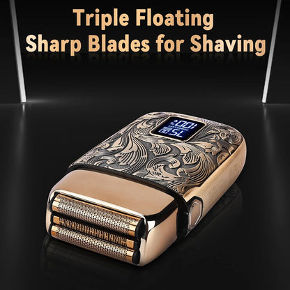Ufree Close Shave Electric Foil Shavers for Men, 3-Speed Electric Razor, Bald Head Shavers, Face Shaving Beard Trimmer with LCD Display, Gifts for Men