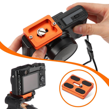 Frienda 2 Pieces Metal Quick Release Plate with 1/4''-20 Camera Screw Tripod Mount Plate Fits Standard for DSLR Camera Tripod Ball Head(Orange,Pu50)