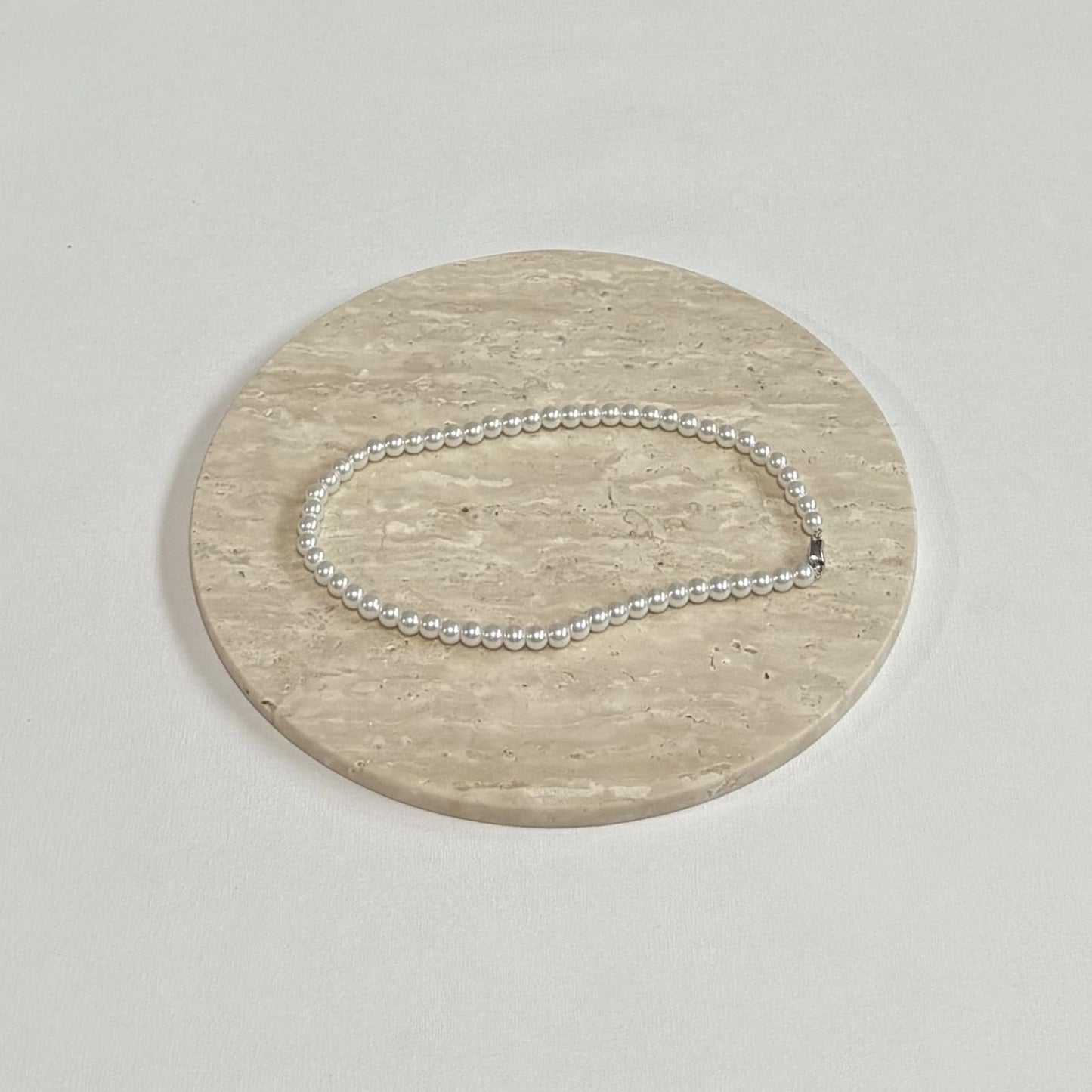 StonePlus Natural Round Marble Tray Matte Polishing Board Circular Plate Home Decor (Beige Travertine)