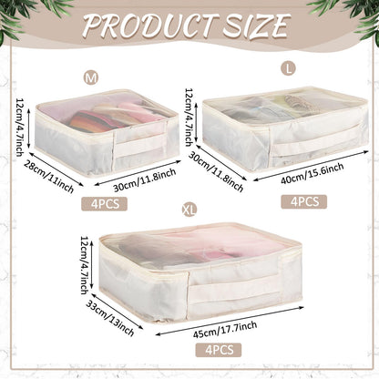 Silkfly 12 Pcs Packing Cubes for Suitcase Travel Luggage Bags Bulk Mesh Organizer Set for Hiking Camping Backpacking Clothes Accessories(Light Khaki, XL, L, M Size)