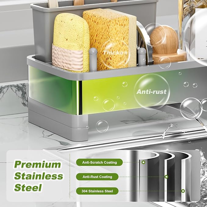 Ewaiira Stainless Steel Sink Caddy, Sponge Holder