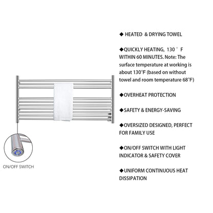 HEATGENE Towel Warmer Wall-Mounted Hardwired Heated Towel Rack Hot Towel Bar Brushed